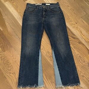 Pilcro Two-Tone Blue Flare Jeans